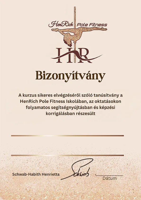 Pole fitness kurzus bizonyítvány Pole fitness kurzus bizonyítvány